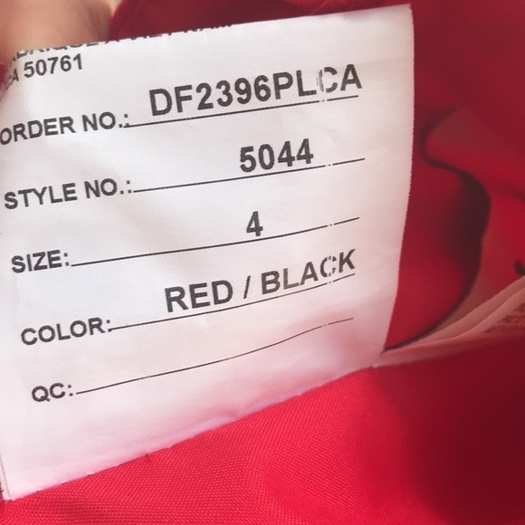 COLOUR Kenneth Winston strapless satin sweetheart neck dress size 4 red black - Picture 10 of 10